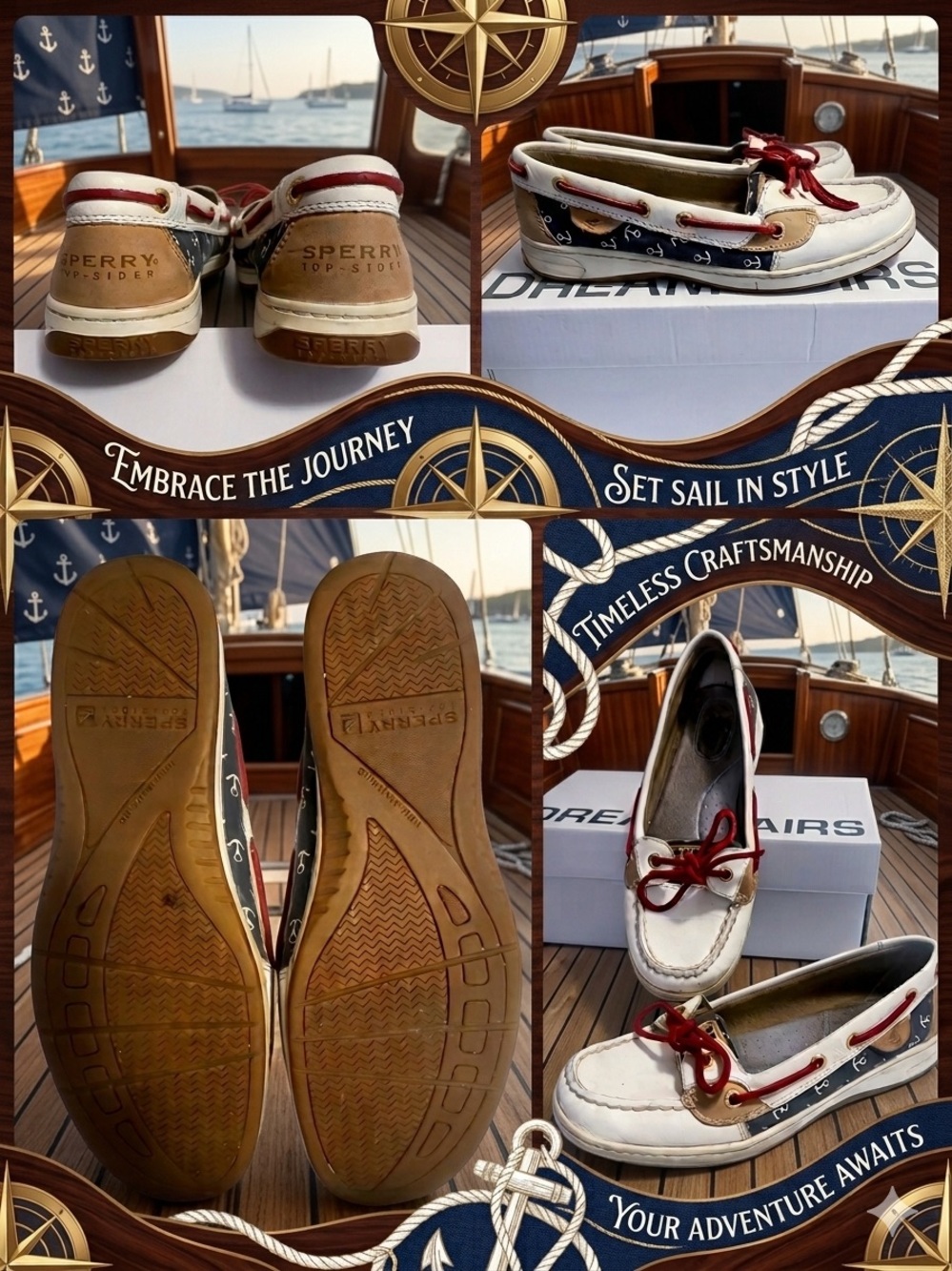 Sperry White Moccasin Boat Shoes with Red Laces